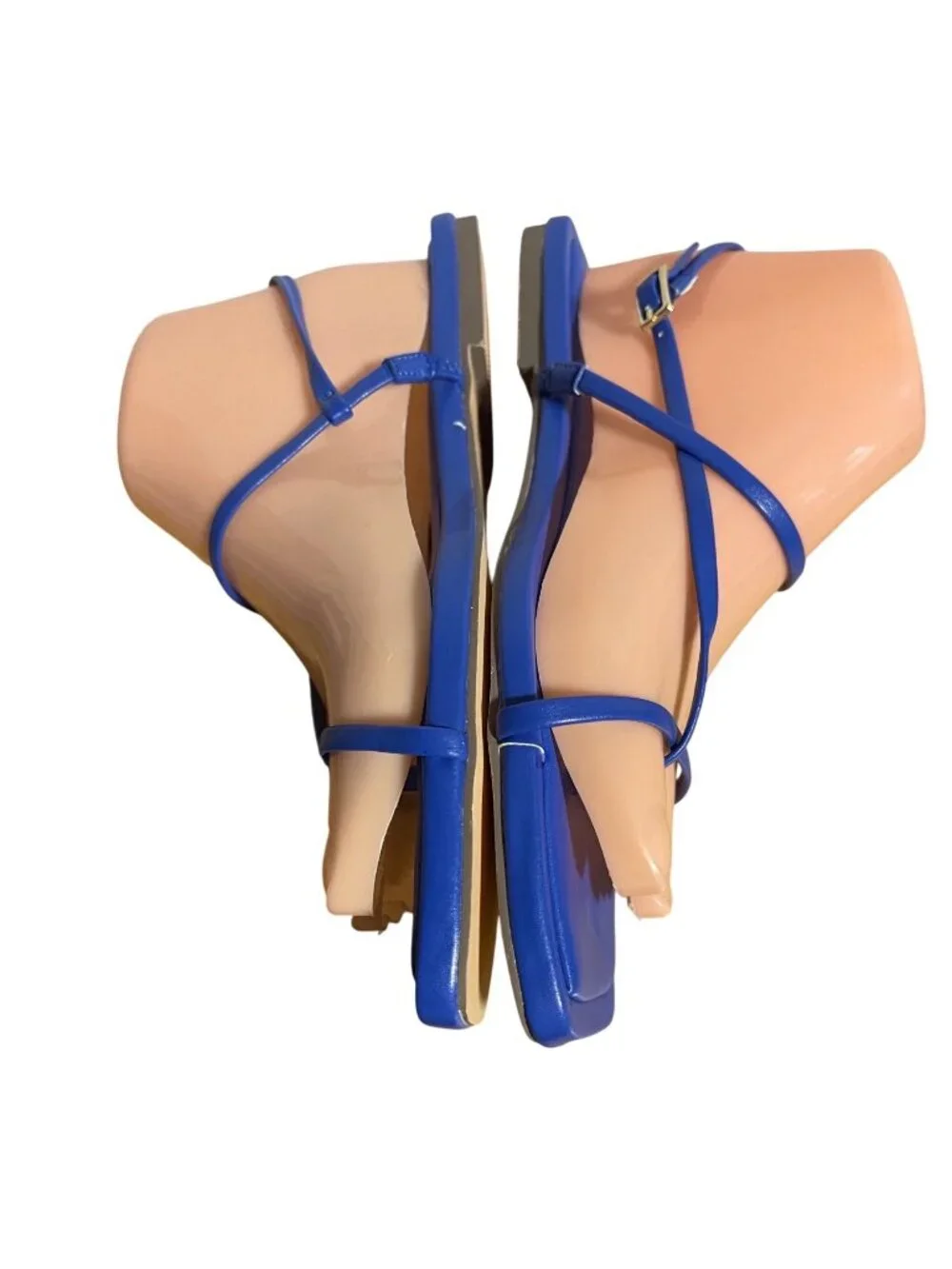 Joie Womens Glory Sandals Sizee 6.5 Blue Square Toe Strappy Flats Summer Resort - Picture 4 of 11
